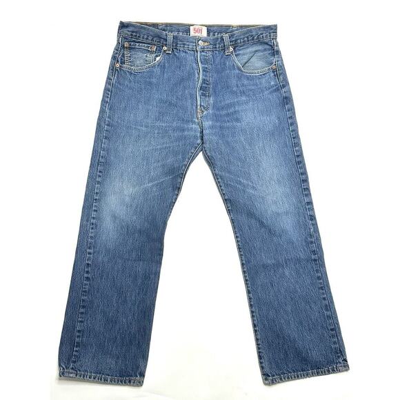 Levi’s 501 (WPL423) Straight Leg Button-fly 100% cotton Med Wash 38x30 - Picture 1 of 14